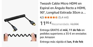 Cable Twozoh espiral Mic 4K 60Hz 1080p