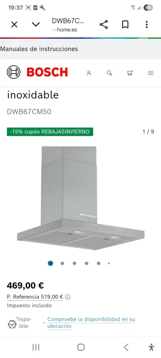 Campana extractora Bosch DWB76BC50