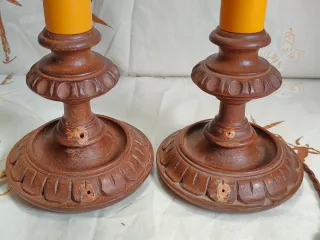 Coppia Abatjour Vintage Legno e Plastica