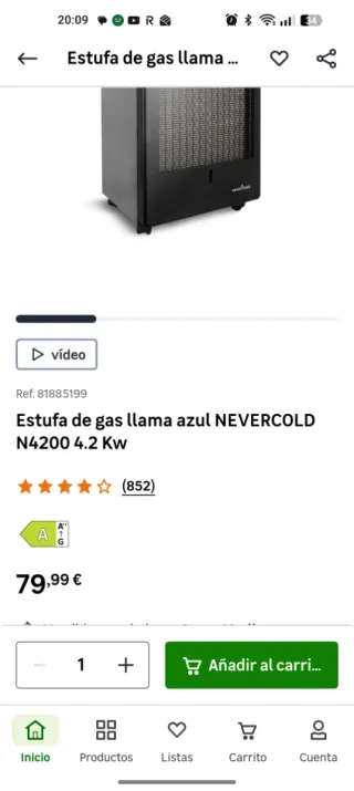 Estufa de gas LLAMA AZUL N 4200