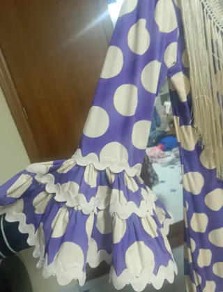 Traje Gitana Canastero Lunares Morado Beige