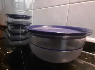 Set Tupperware Ensaladera Azul Transparente