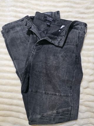 Calças Pull&Bear Skinny Tapered Biker Cinza