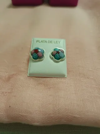Pendientes Plata Flor Multicolor