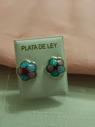 Pendientes Plata Flor Multicolor