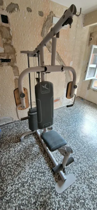 Máquina, bancos de pesas y material gimnasio.
