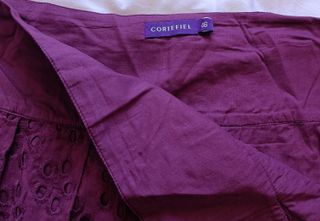 Falda Midi Burdeos Cortefiel Bordado Suizo 46 XXL