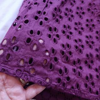 Falda Midi Burdeos Cortefiel Bordado Suizo 46 XXL