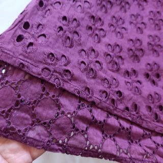 Falda Midi Burdeos Cortefiel Bordado Suizo 46 XXL