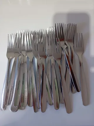 Lote de Tenedores de acero grandes Ideal negocios