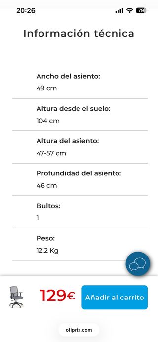 Silla giratoria de escritorio Ofiprix modelo Star