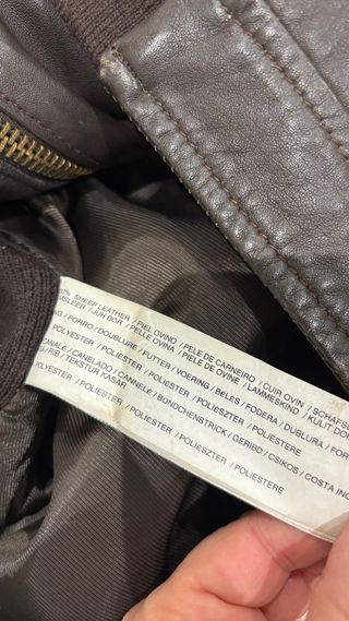 Cazadora Mango Cuero y Punto Marrón