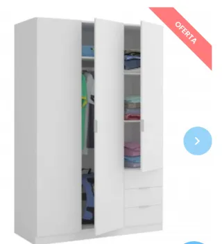 Armario 3 puertas con cajones blanco