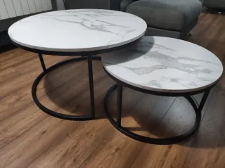 Mesas Nido Auxiliares Mármol y Metal