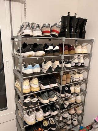 Zapatero 10 baldas metal gris