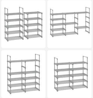 Zapatero 10 baldas metal gris