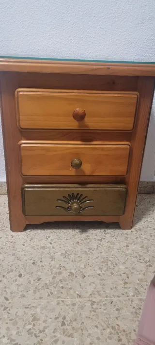 Armario provenzal madera+cabecero + mesita