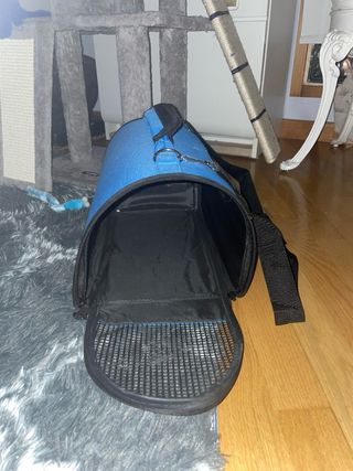 Maletín transportín para mascotas azul