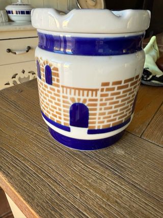 Bote Cerámica Muralla Lugo Azul/Blanco