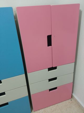 2 Armarios Infantiles Ikea Azul y Rosa