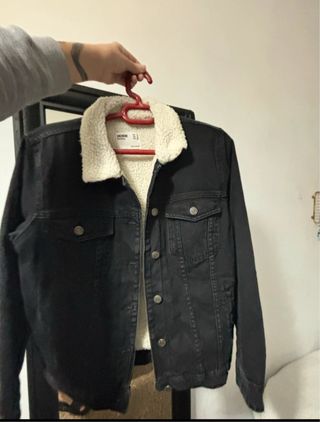 Cazadora vaquera borreguito negra
