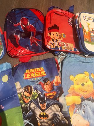 Lote 7 Mochilas Infantiles Personajes