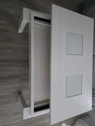 Mesa de centro elevable madera y cristal