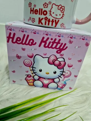 Caneca Hello Kitty Cerâmica Rosa e Branca
