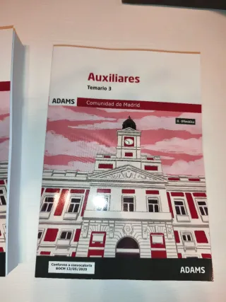 Temario Auxiliar Admin Comunidad Madrid 2026 Adams