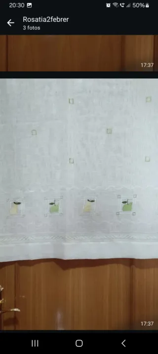 2 Visillos Cocina Crudos con Cenefa