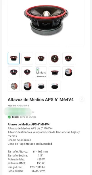 Altavoces Vias Separadas APS VS654 6" (Nuevos).