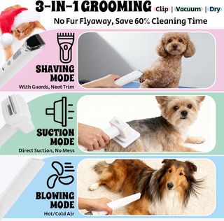 Aspirador + Cortapelos + Secador para Mascotas