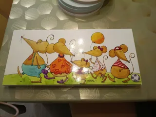 Cuadro infantil ratones madera