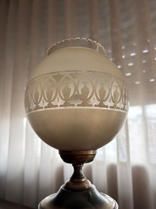 Lámpara de mesa vintage cristal y metal