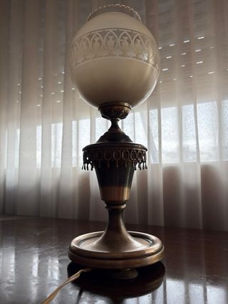 Lámpara de mesa vintage cristal y metal