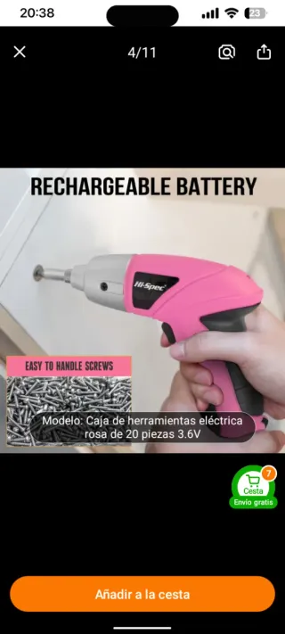 Destornillador eléctrico Hi-Spec rosa