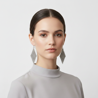 Aretes Pendientes de Malla Inglesa Hechos a Mano