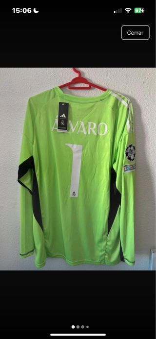 Camiseta Real Madrid Portero Álvaro 1 Adidas etiqu
