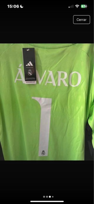 Camiseta Real Madrid Portero Álvaro 1 Adidas etiqu