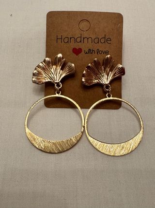 Pendientes Aro Dorados Hoja Ginkgo