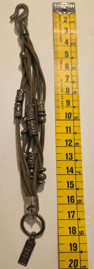 Pulsera Misako cordón y abalorios plata