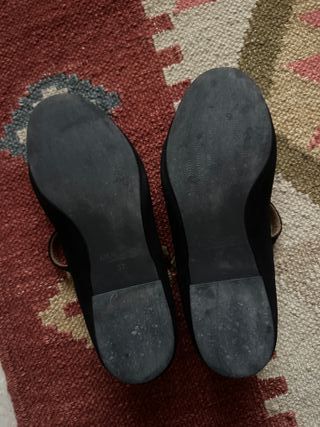 Bailarinas de ante negro Apto para pie ancha