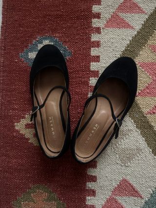 Bailarinas de ante negro Apto para pie ancha