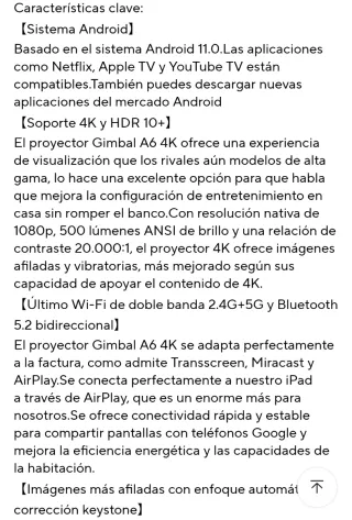 Proyector 4K  Android 11