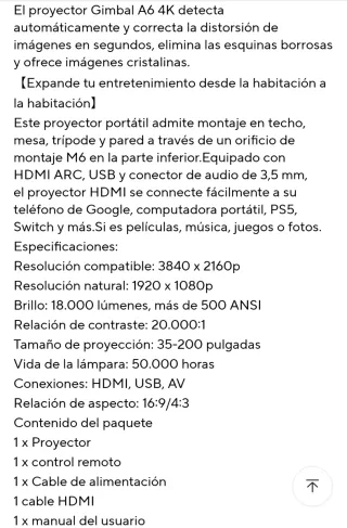 Proyector 4K  Android 11