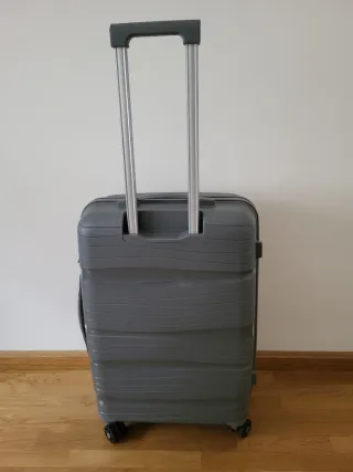 Maleta gris con ruedas
