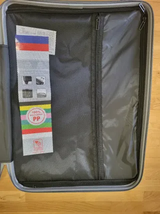 Maleta gris con ruedas