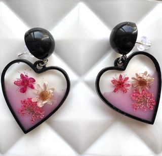 Pendientes Corazón Flores Naturales San Valentín