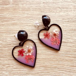 Pendientes Corazón Flores Naturales San Valentín