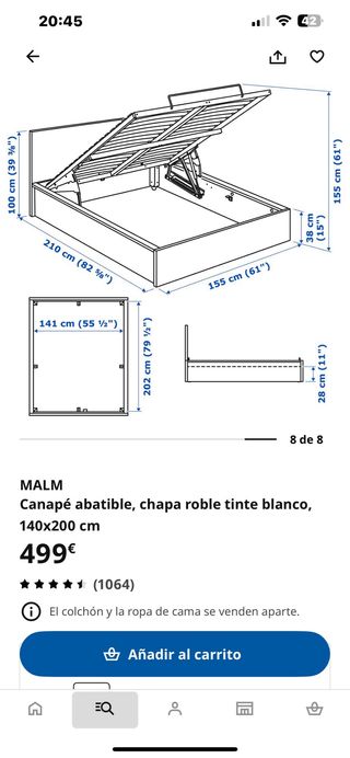 Canapé abatible Ikea 140x200 SIN COLCHON